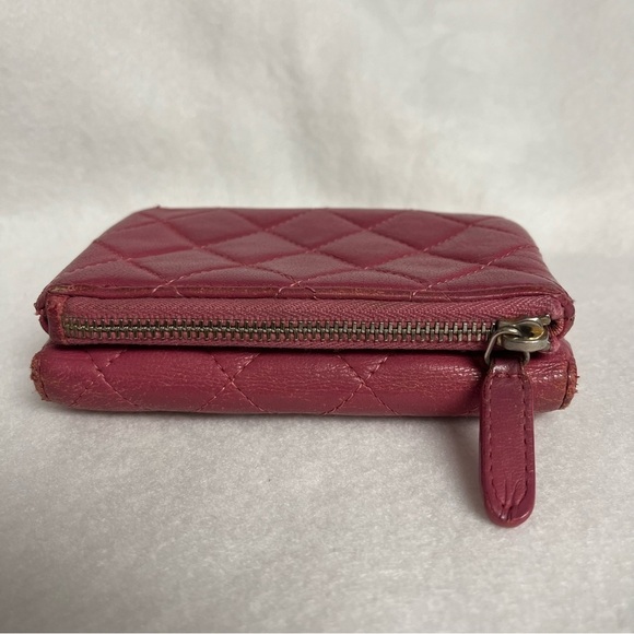 CHANEL Pink Flap Lambskin Leather Snap Card Holder Double Pocket Zip GHW - Picture 11 of 16